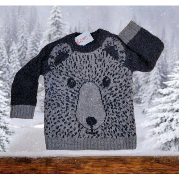 Cat & Jack Gray Teddy Polar Bear Cozy pullover sweater 4T Boys Girls NWT - Picture 1 of 5